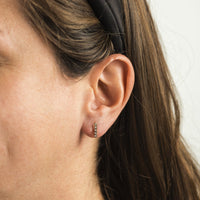 14K White Gold Bezel Set Diamond Bar Stud Earrings