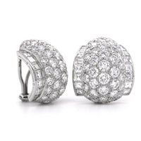 Platinum Pave Diamond Omega Earrings