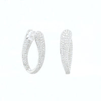 18K White Gold Multi Row Inside Outside Diamond Hoop Earrings