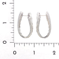 18K White Gold Multi Row Inside Outside Diamond Hoop Earrings