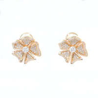 18K Rose Gold Flower Diamond Stud Earrings