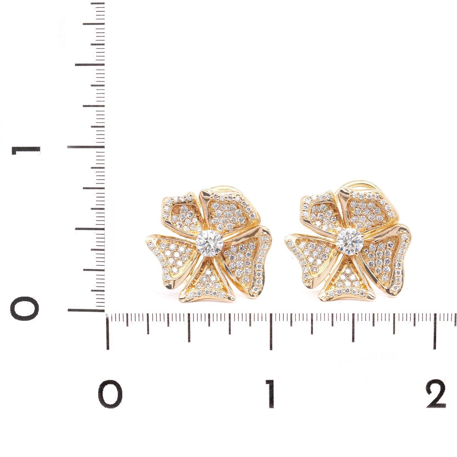 18K Rose Gold Flower Diamond Stud Earrings