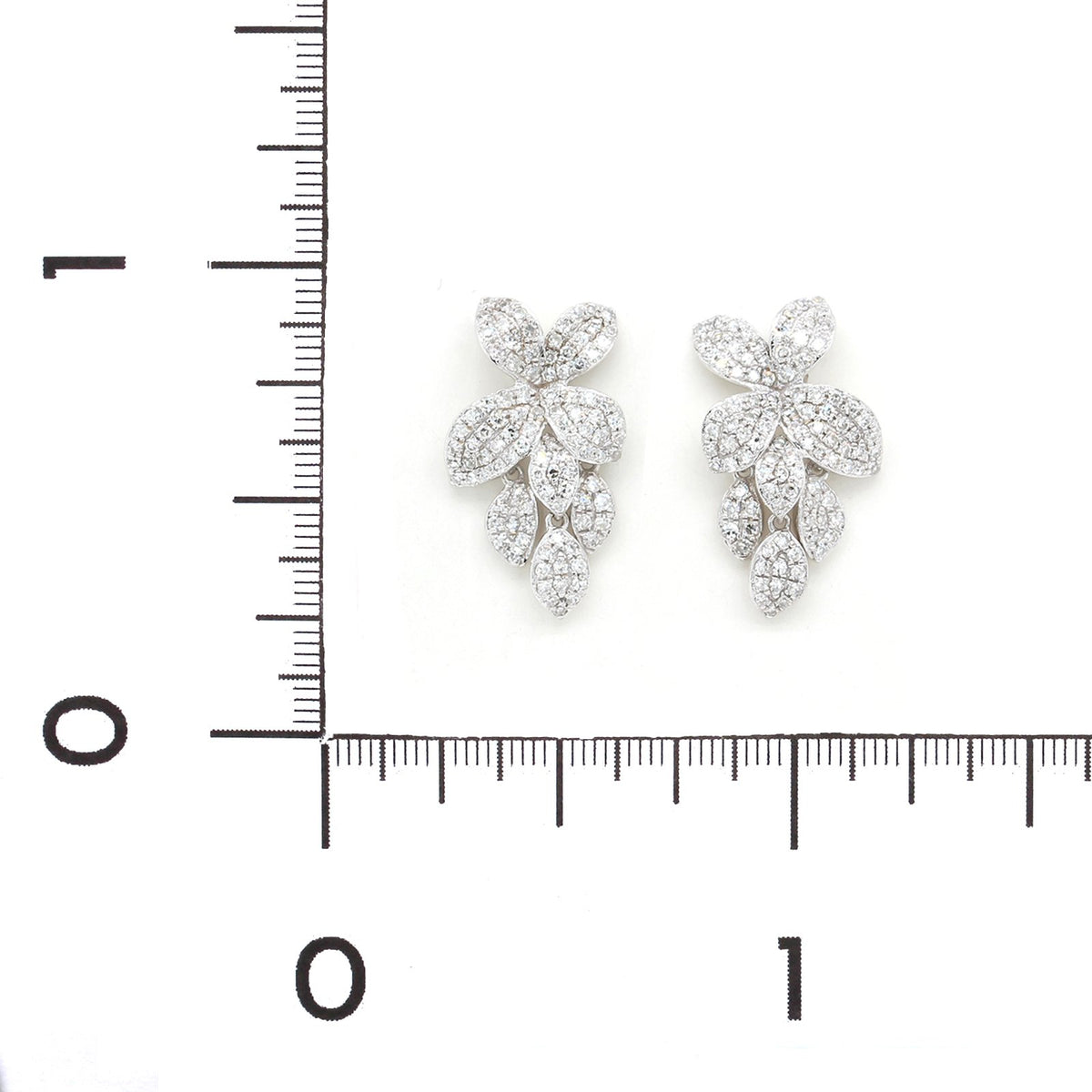 14K White Gold Flower Diamond Drop Earrings
