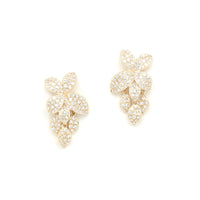 14K Yellow Gold Flower Diamond Drop Earrings