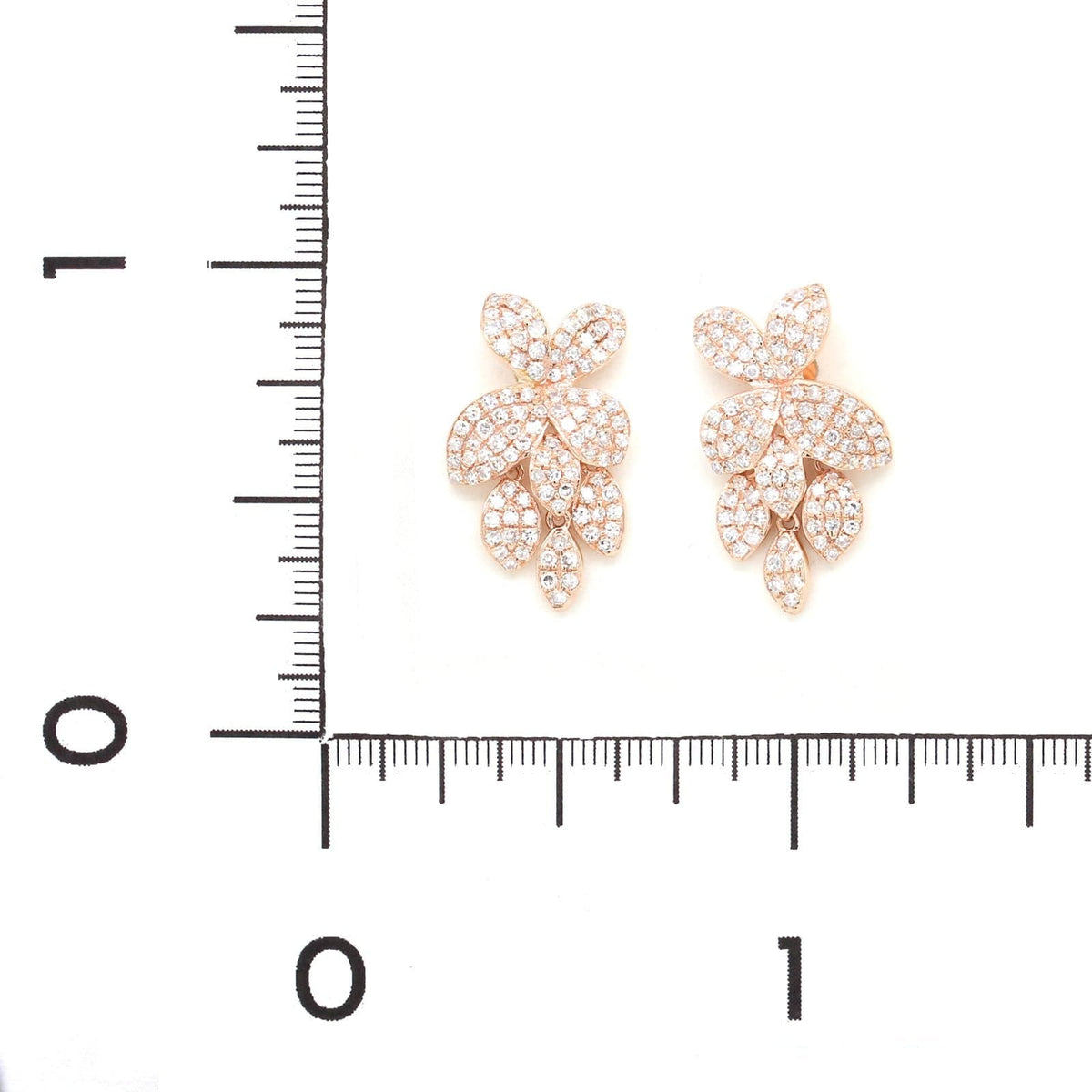 14K Rose Gold Flower Diamond Drop Earrings