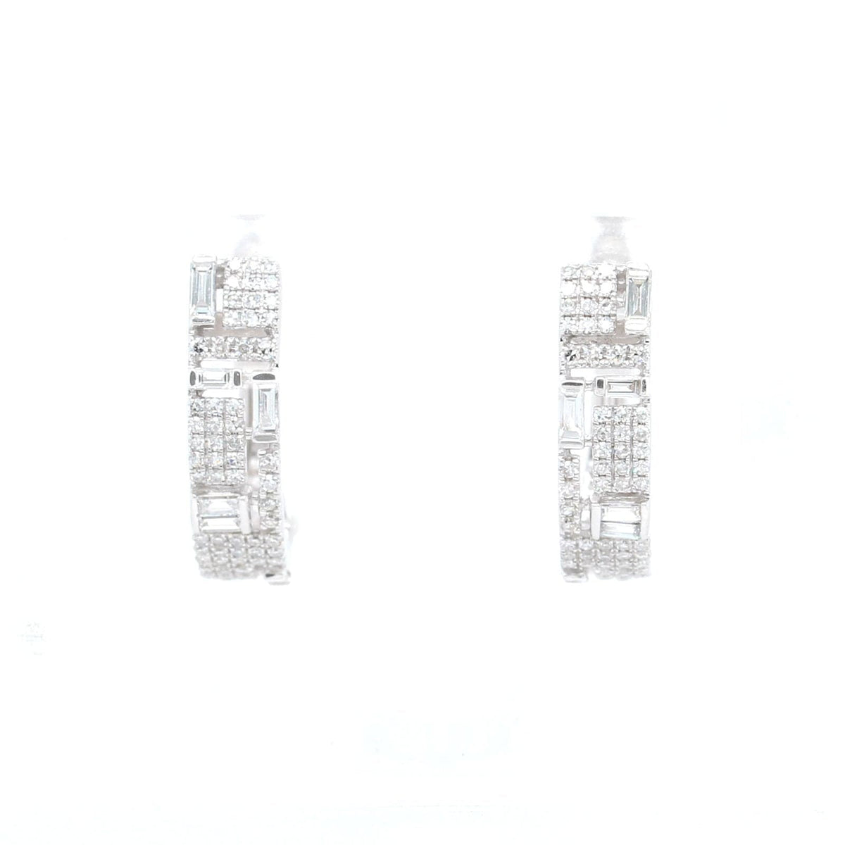 14K White Gold Diamond Huggie Earrings