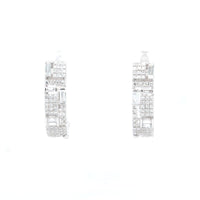14K White Gold Diamond Huggie Earrings