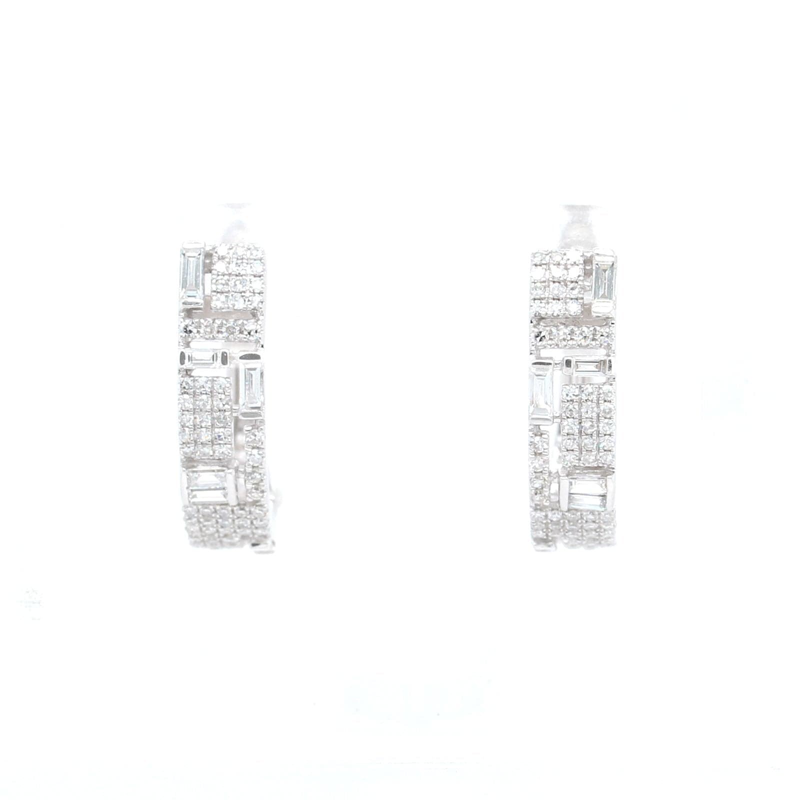 14K White Gold Diamond Huggie Earrings