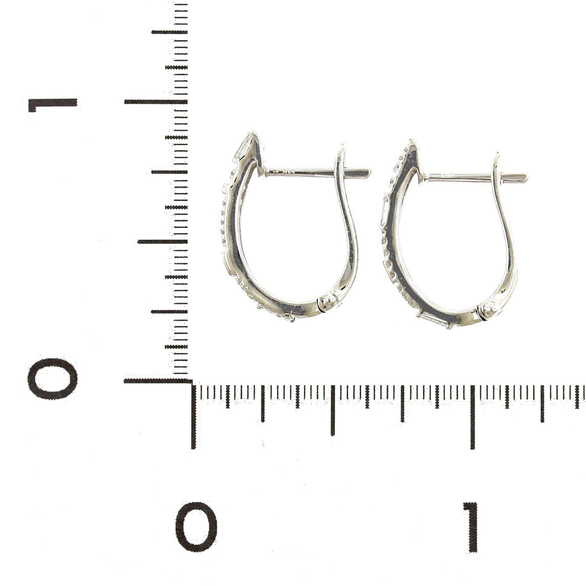 14K White Gold Diamond Huggie Earrings