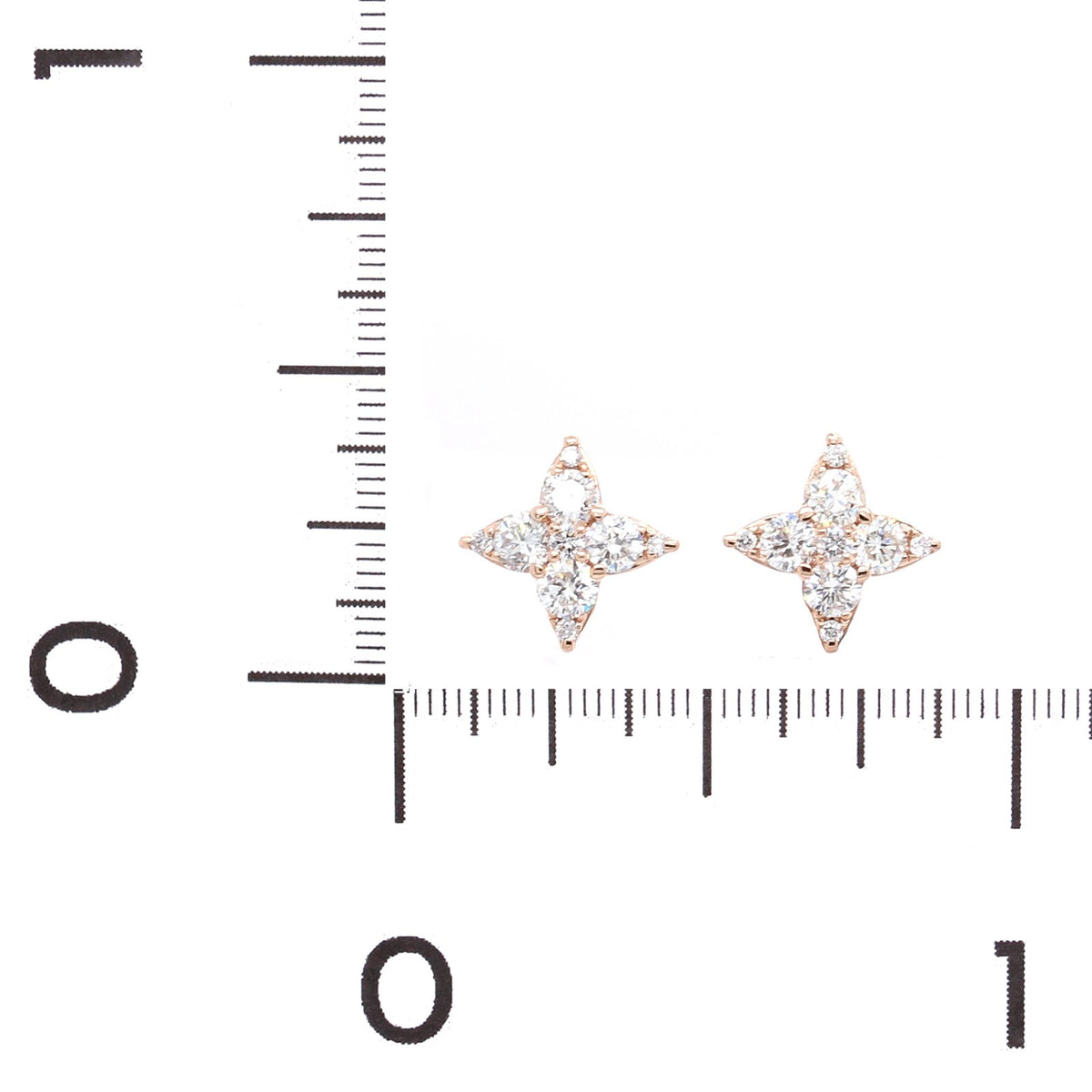 14K Rose Gold Star Diamond Stud Earrings