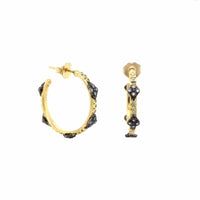 18K Yellow Gold Diamond Hoop Earrings