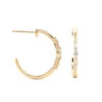 14K Yellow Gold Diamond Hoop Earrings