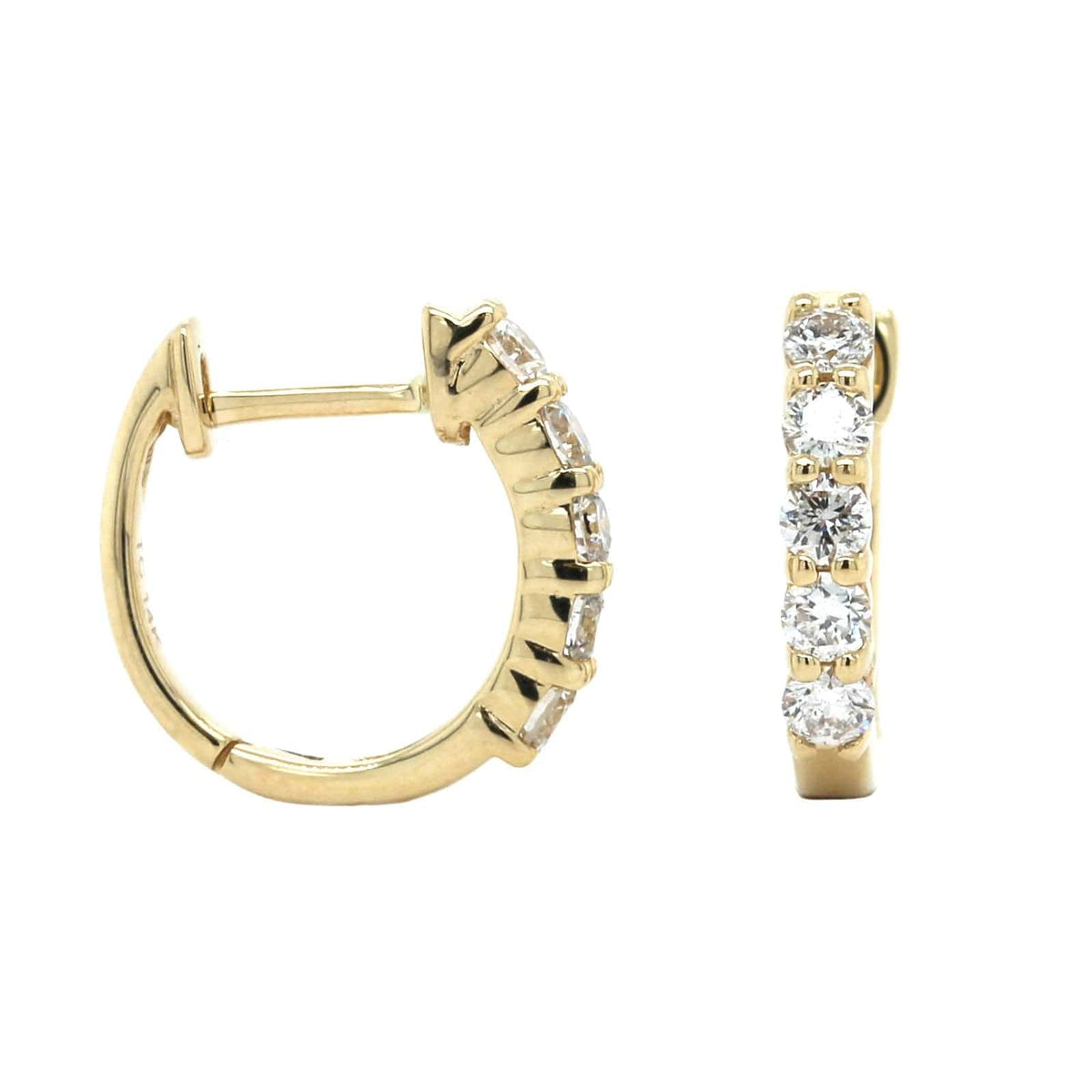 14K Yellow Gold Diamond Hoop Earrings