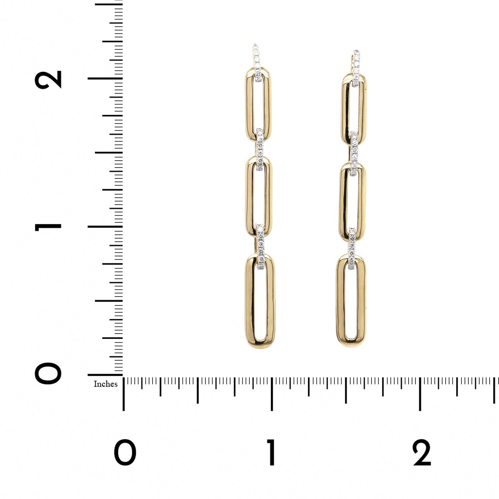 14K Yellow Gold Large Link Drop Diamond Earrings