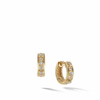 Modern Renaissance Huggie Earrings in 18K Yellow Gold with Full Pavé Diamonds, Yellow Gold, Long's Jewelers