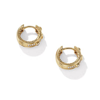 Modern Renaissance Huggie Earrings in 18K Yellow Gold with Full Pavé Diamonds, Yellow Gold, Long's Jewelers