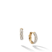 Cable Edge Huggie Hoop Earrings in Recycled 18K Yellow Gold with Pavé Diamonds, Long's Jewelers