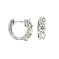14K White Gold Round Diamond Huggie Earrings