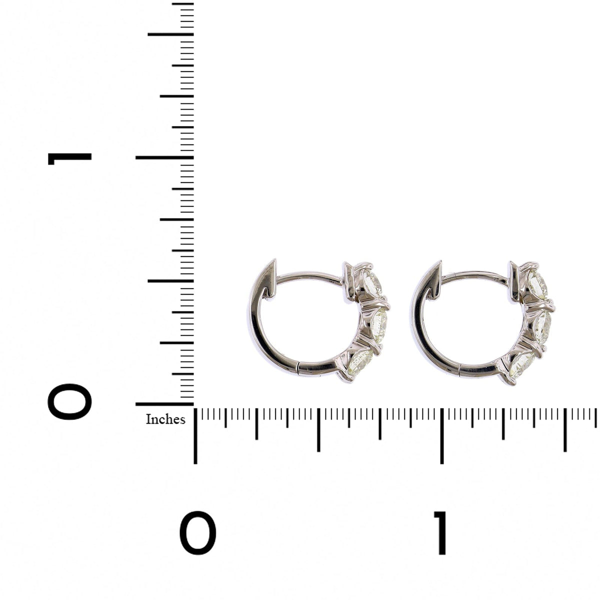 14K White Gold Round Diamond Huggie Earrings