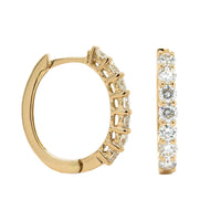 18K Yellow Gold Diamond Huggie Earrings