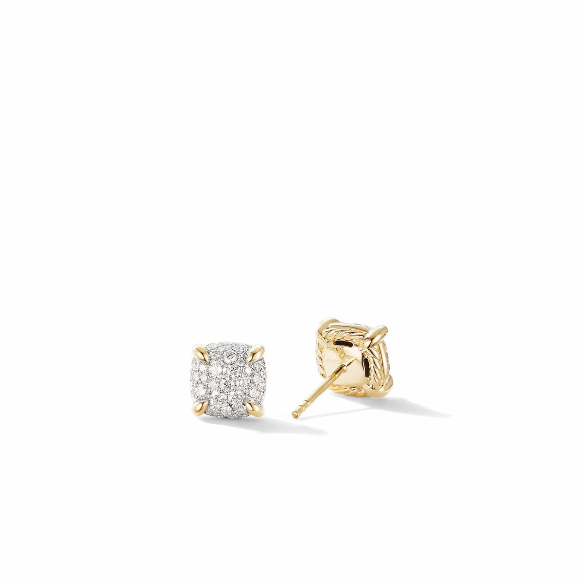 Chatelaine® Stud Earrings in 18K Yellow Gold with Full Pavé Diamonds, Long's Jewelers