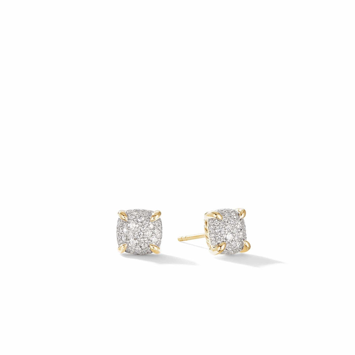Chatelaine® Stud Earrings in 18K Yellow Gold with Full Pavé Diamonds, Long's Jewelers