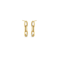 14K Yellow Gold Diamond Link Drop Earrings