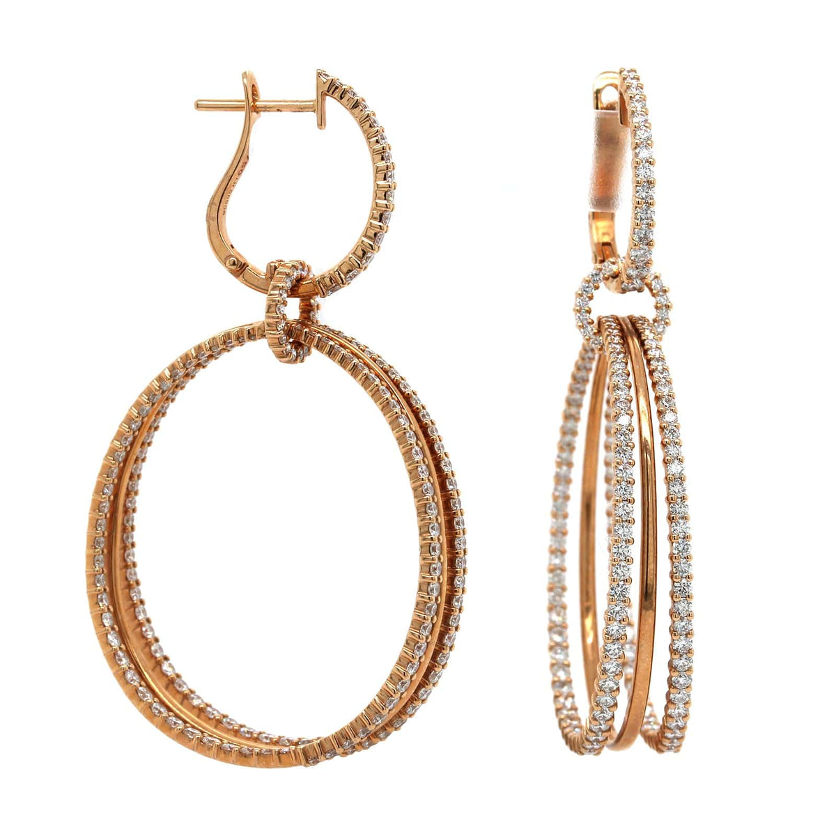 Etho Maria 18K Rose Gold Diamond Drop Hoop Earrings