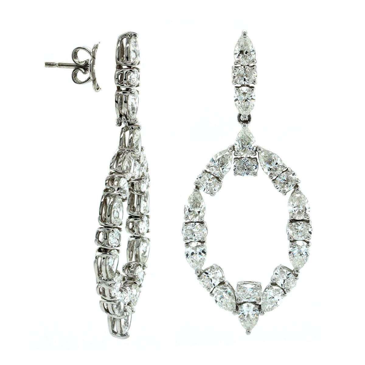 Etho Maria 18K White Gold Diamond Oval Drop Earrings