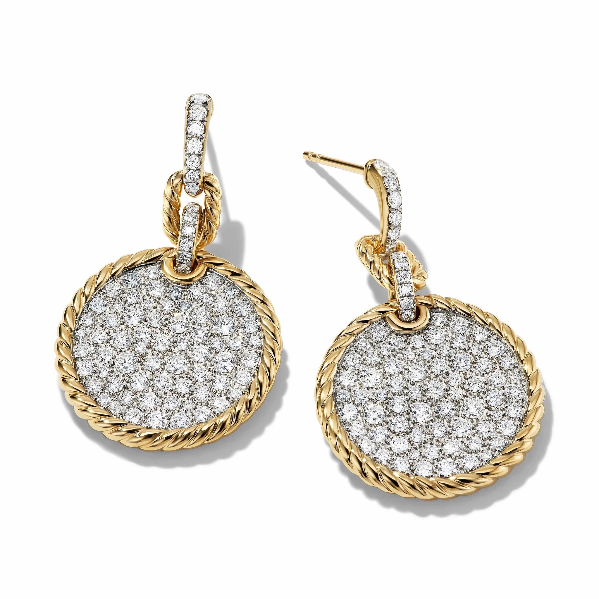 DY Elements® Convertible Drop Earrings in 18K Yellow Gold with Pavé Diamonds
