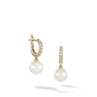Pearl and Pavé Drop Earrings in 18K Yellow Gold with Diamonds