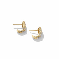 Thoroughbred Loop Huggie Hoop Earrings in 18K Yellow Gold with Full Pavé Diamonds