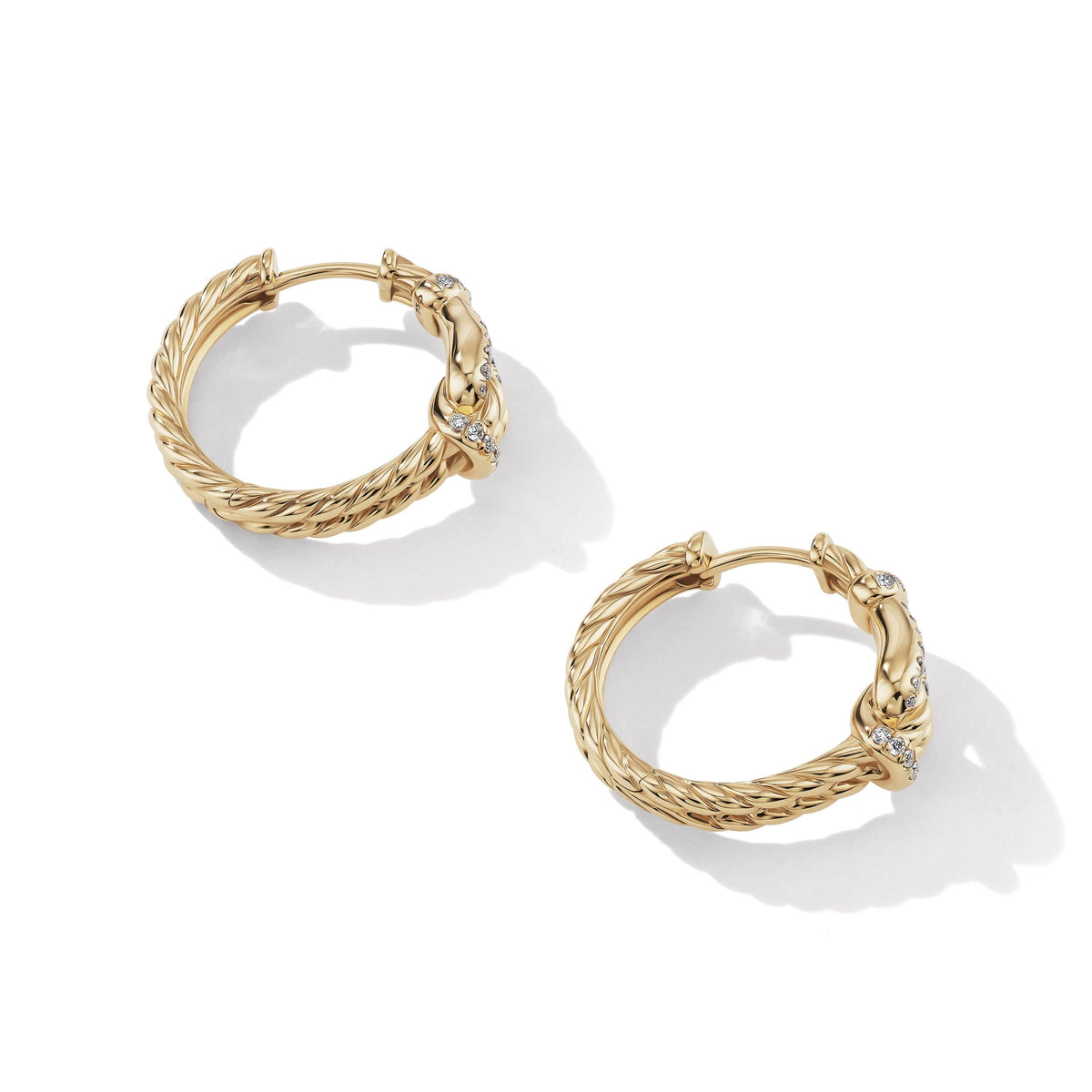 Thoroughbred Loop Hoop Earrings in 18K Yellow Gold with Pavé Diamonds