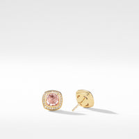 Albion Earrings with Morganite and Diamonds in 18K Gold, 7mm, Long's Jewelers