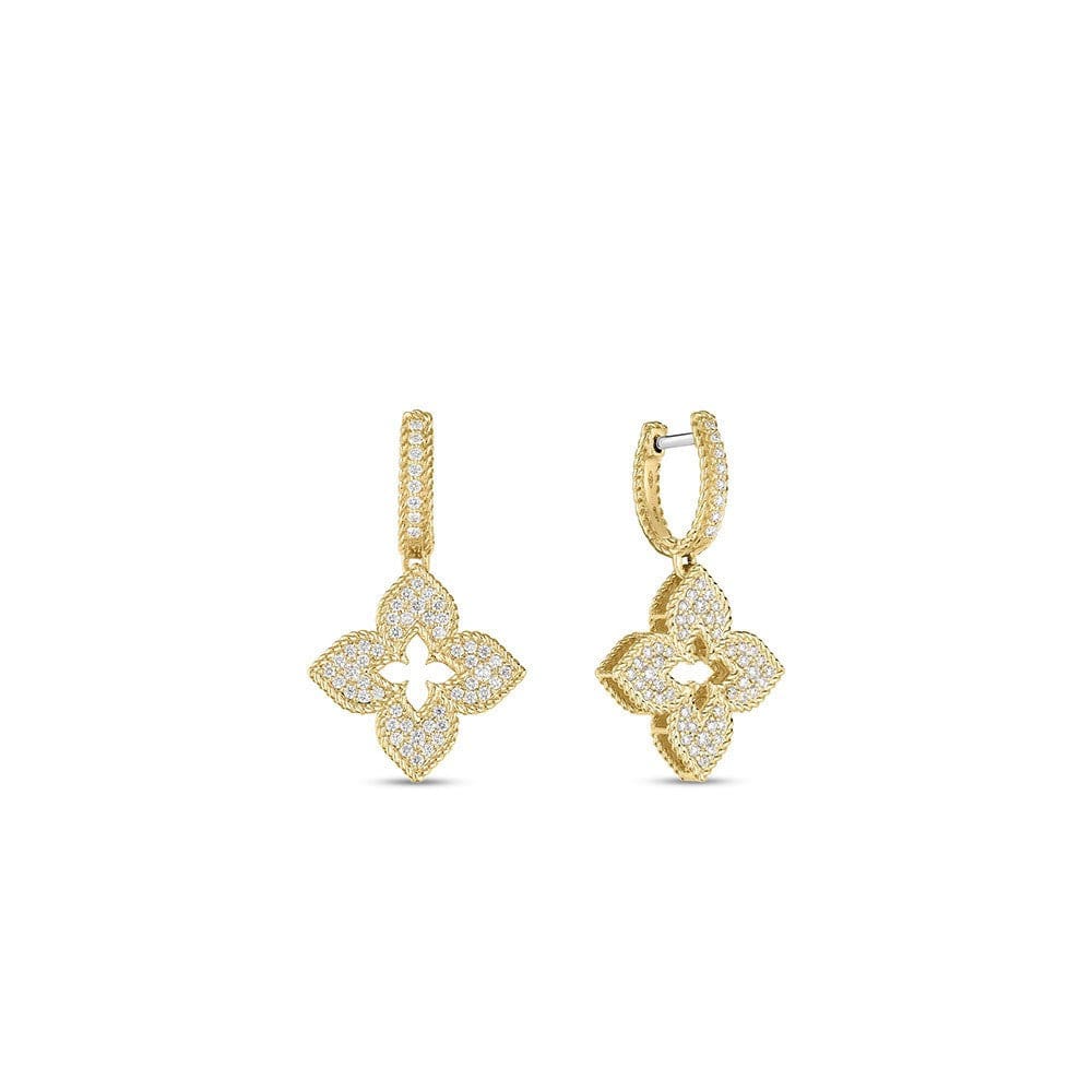 Roberto Coin 18K Yellow Gold Diamond Flower Dangle Earrings