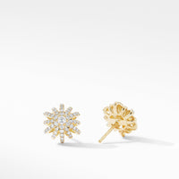 Starburst Stud Earrings in 18K Yellow Gold with Full Pavé Diamonds