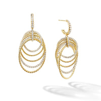 DY Origami Drop Earrings in 18K Yellow Gold with Pavé Diamonds
