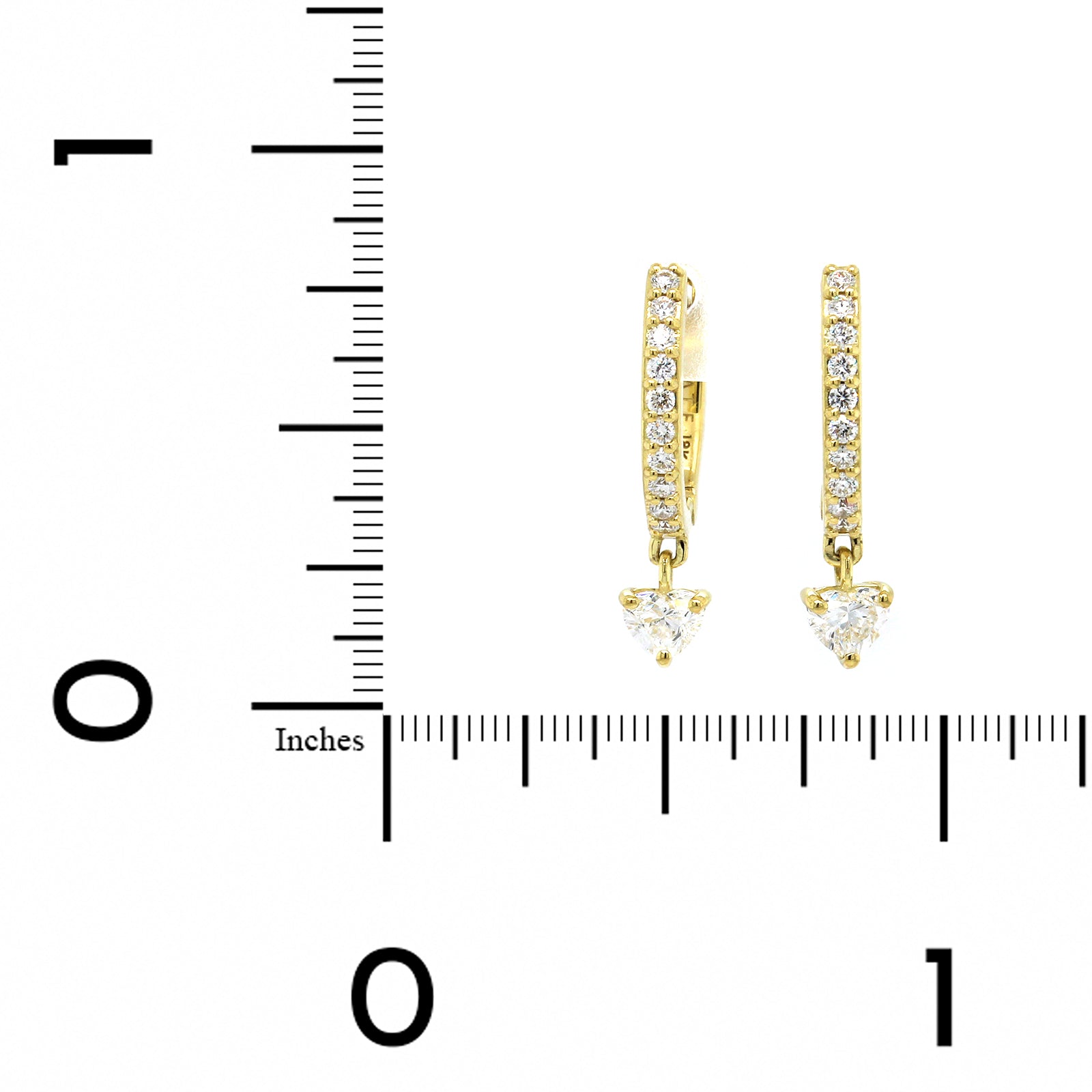18K Yellow Gold Heart Shape Diamond Drop Earrings
