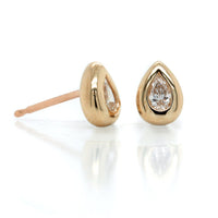 18K Rose Gold Pear Shape Diamond Stud Earrings, 18k rose gold, Long's Jewelers