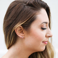 18K Yellow Gold Semi Bezel Emerald Diamond Stud Earrings, 18k yellow gold, Long's Jewelers