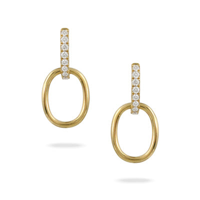 18K Yellow Gold Circle Diamond Drop Earrings, 18k yellow gold, Long's Jewelers