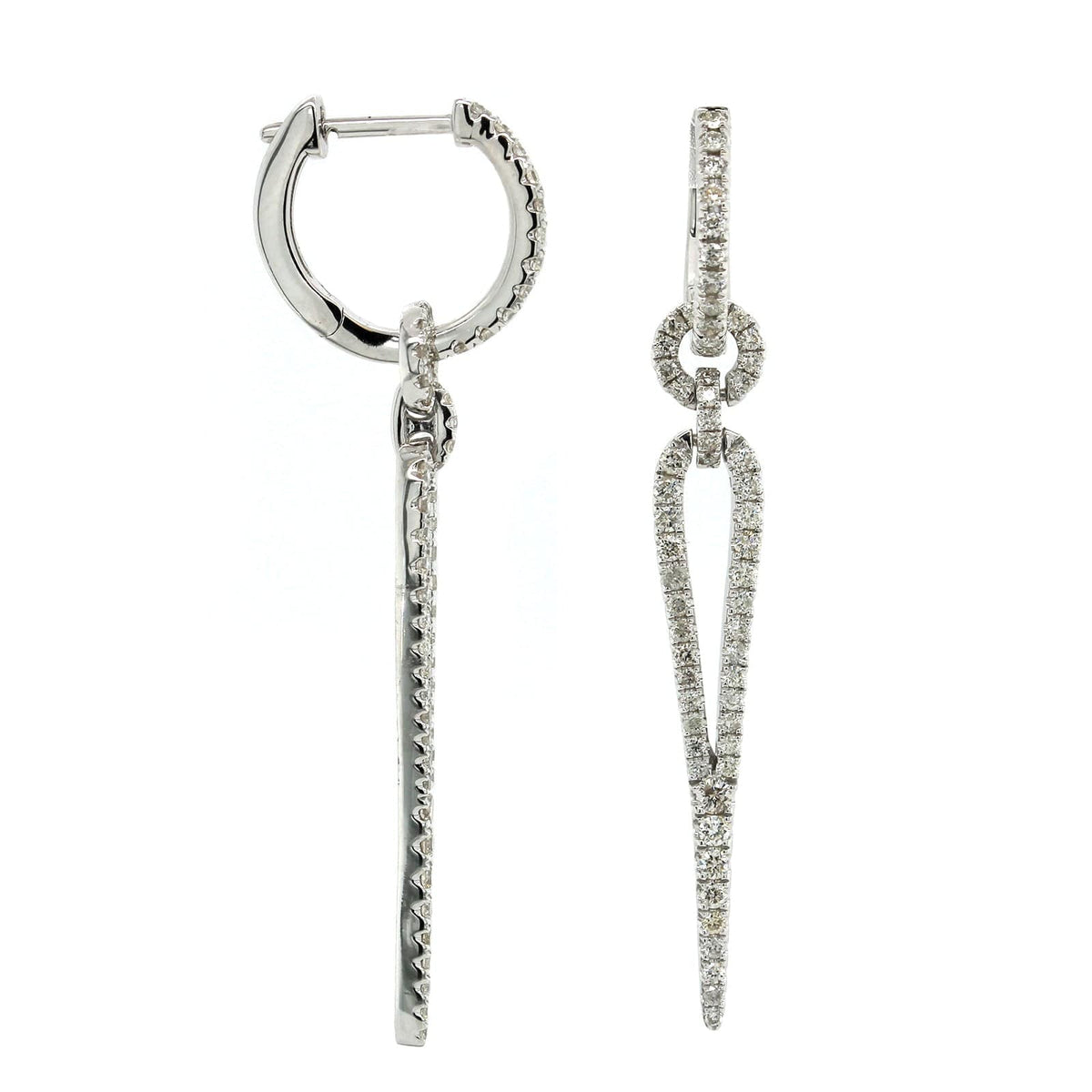 14K White Gold Spike Diamond Drop Earrings, 14k white gold, Long's Jewelers