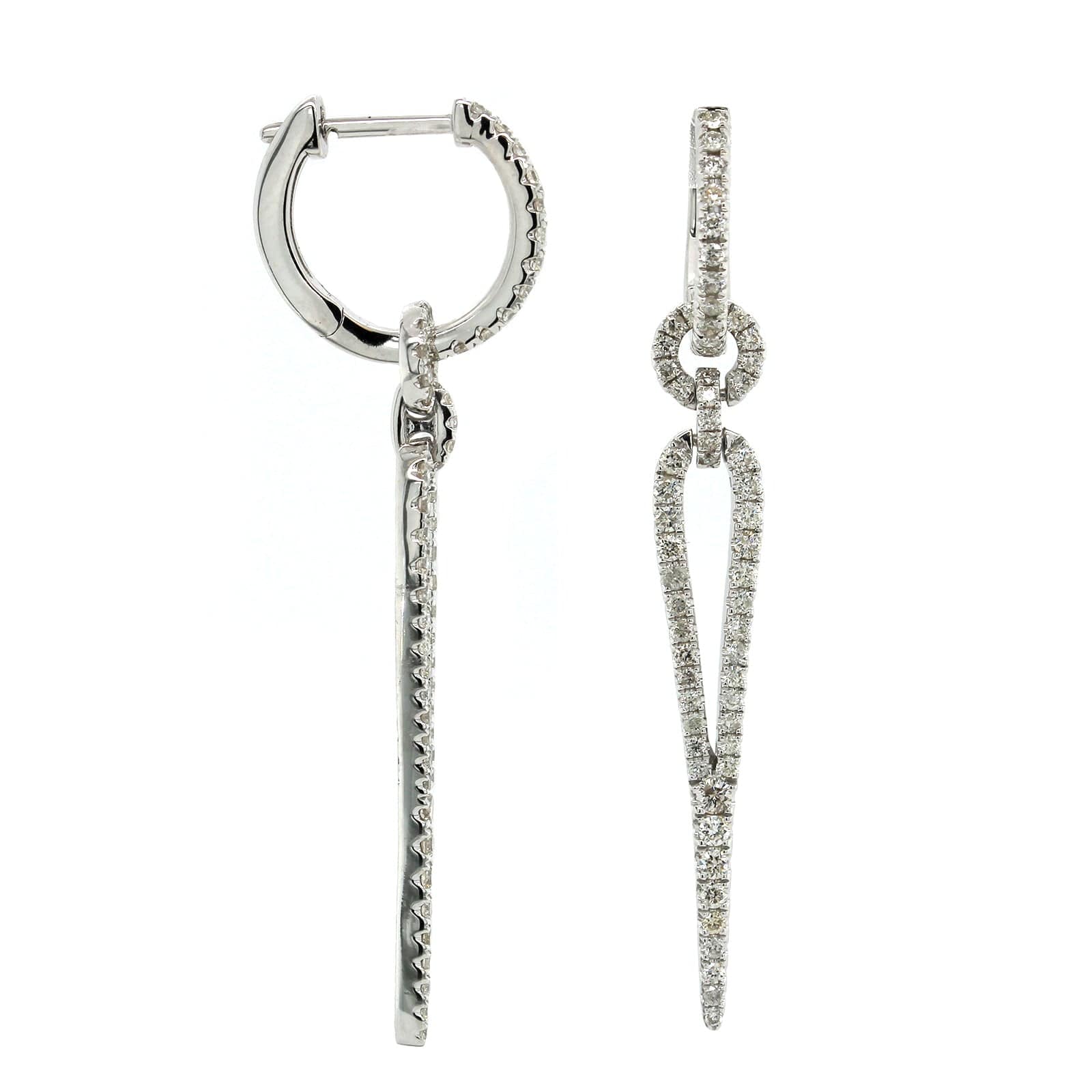 14K White Gold Spike Diamond Drop Earrings, 14k white gold, Long's Jewelers