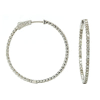 14K White Gold Inside Outside Diamond Hoop Earrings, 14k white gold, Long's Jewelers