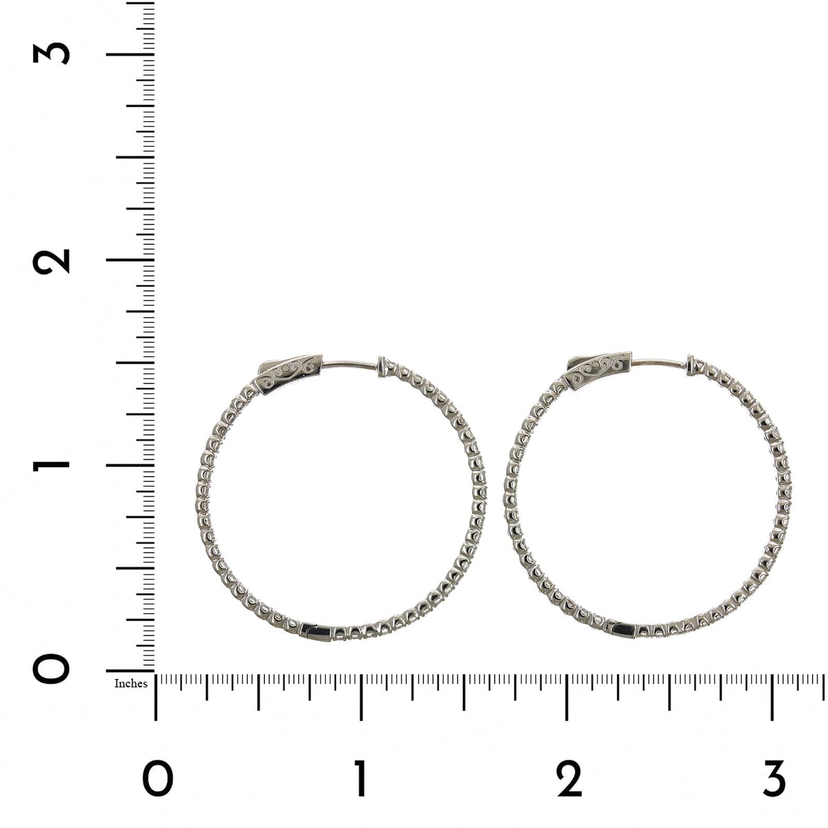 14K White Gold Inside Outside Diamond Hoop Earrings, 14k white gold, Long's Jewelers