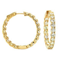 14K Yellow Gold Inside Outside Diamond Hoop Earrings, 14k yellow gold, Long's Jewelers