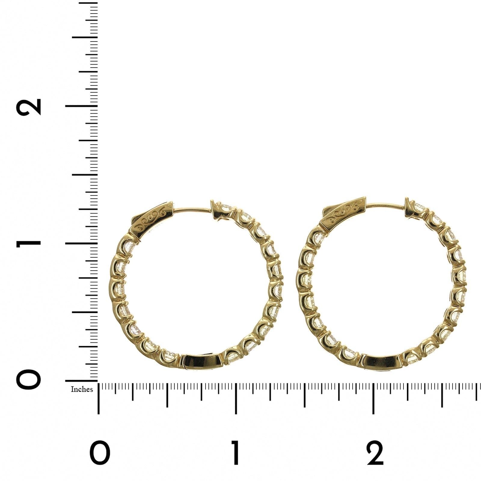 14K Yellow Gold Inside Outside Diamond Hoop Earrings, 14k yellow gold, Long's Jewelers