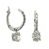 14K White Gold Huggie Diamond Drop Earrings, 14k white gold, Long's Jewelers