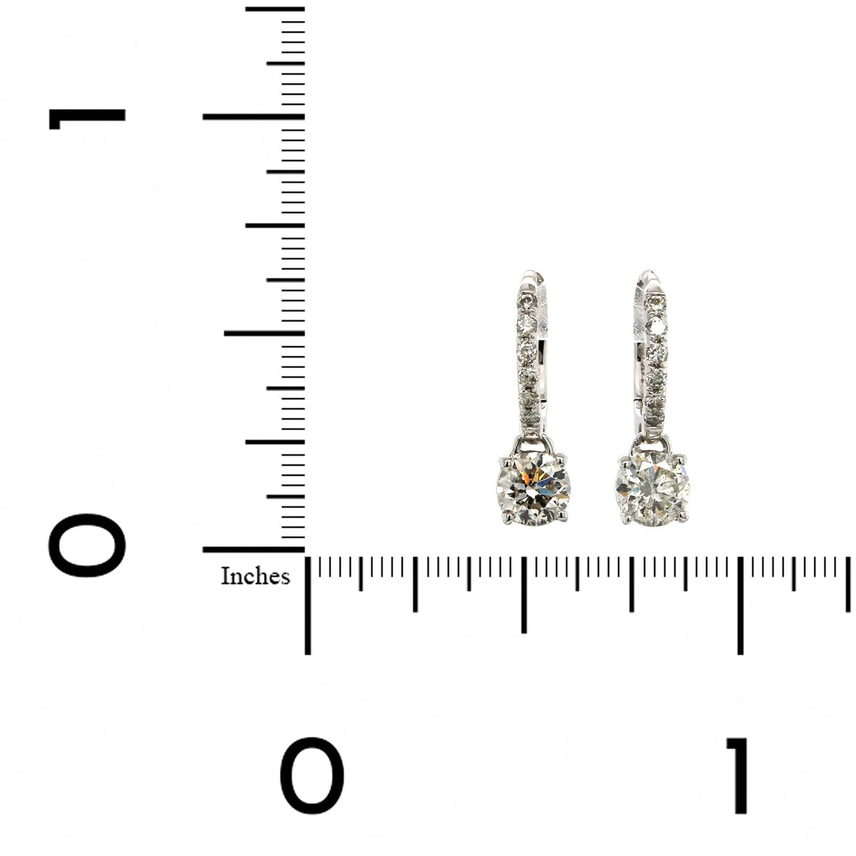 14K White Gold Huggie Diamond Drop Earrings, 14k white gold, Long's Jewelers