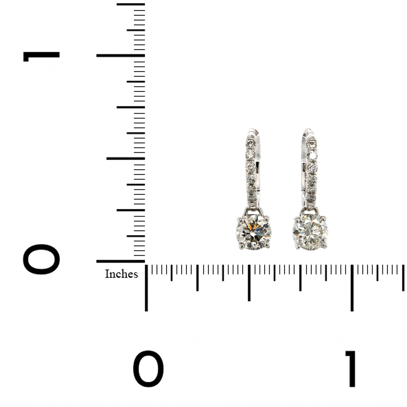 14K White Gold Huggie Diamond Drop Earrings, 14k white gold, Long's Jewelers